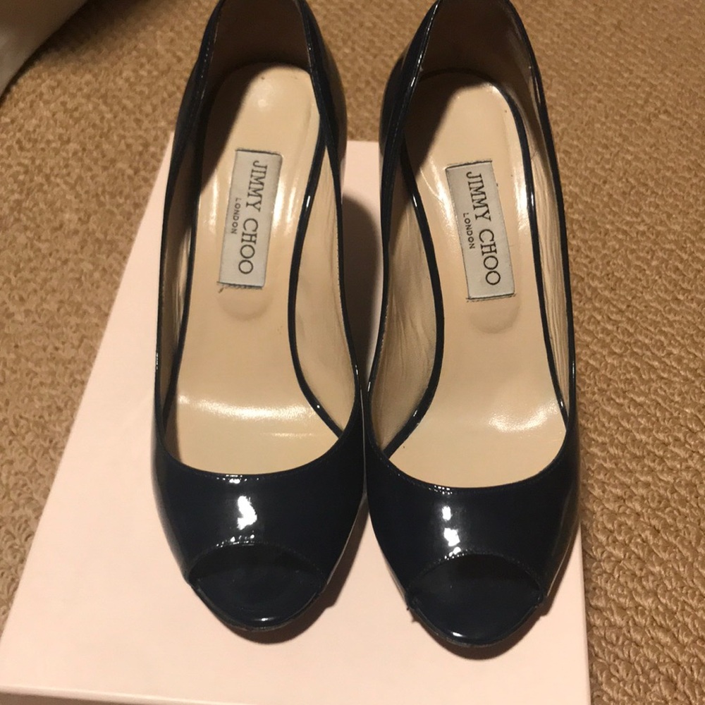 Navy blue patent leather Jimmy Choo